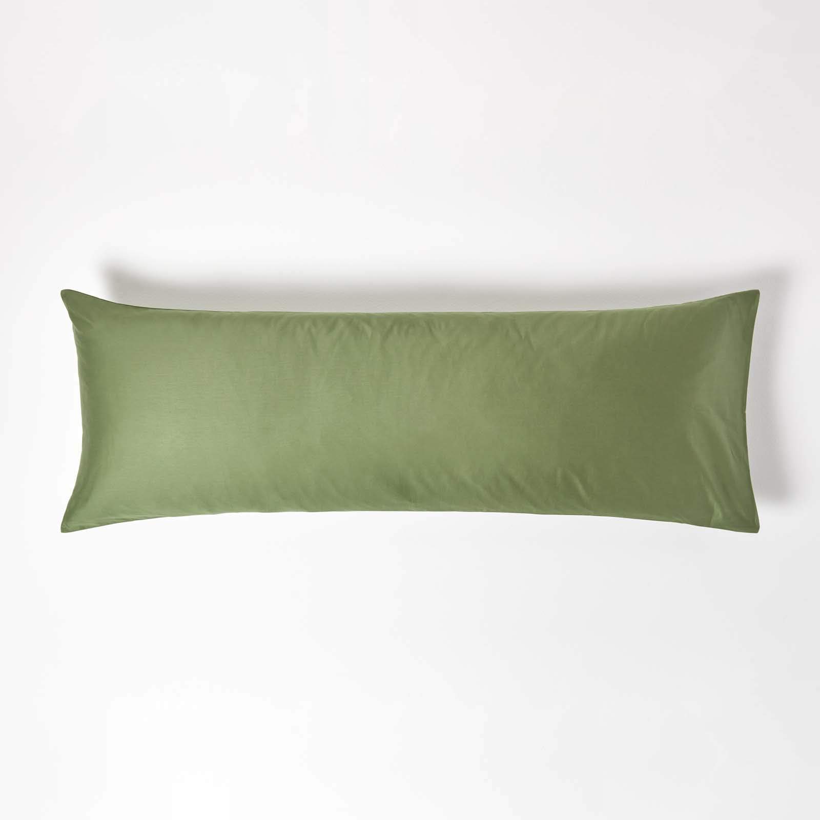 HOMESCAPES Moss Green Organic Cotton Body Pillow Pillowcase 400TC 600 Thread Count sateen Equivalent Housewife Pillow Case