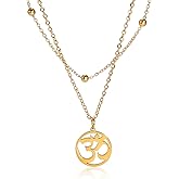 SIPURIS Women OM Necklace Indian Yoga Aum Om Ohm Pendant Necklace Stainless Steel Hindu Meditation Charm Sanskrit Symbol Spiritual Amulet Jewelry for Women Men