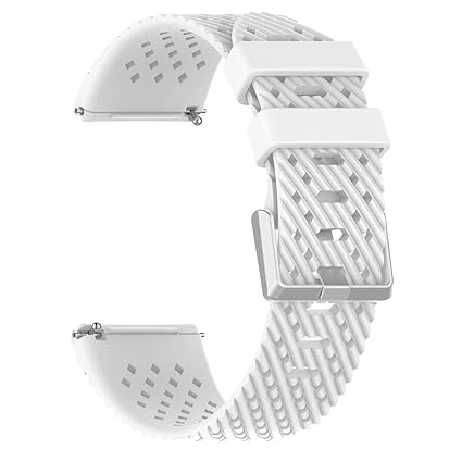 Silicone Holes Smart Watch Band Wrist Strap Replacement for Fitbit Versa Lite - White L by Bullker