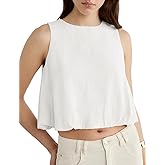 IDEALSANXUN Womens Cropped Linen Tank Tops Summer Cute Sleeveless Linen Shirts
