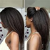 Coarse Italian Yaki Wig Brazilain Virgin Natural Color Kinky Straight Lace Front Human Hair Wigs for Black Women 20inch