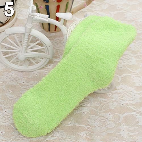 happyhouse009 Winter Women Cosy Floor walking socks, Warm bed socks, Warm Thicken Coral Fleece Fluffy Solid Color Sleep Bed Socks for Winter Green