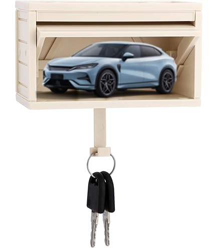 Lyreh Porte-clés De Garage Avec Porte Ouverte, Décoration Murale, Moderne, Unique, Boîte De Rangement, Support De Clés 3D Amusant Pour Les Amateurs De Voiture (modèle De Voiture Non Inclus