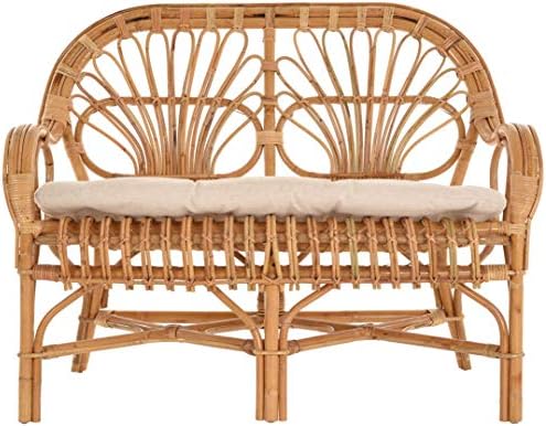 korb.outlet Retro Rattanbank 50er / 60er Jahre-Stil Wintergarten 2er