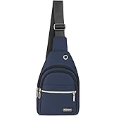 D & K Exclusives Crossbody Sling Bag for Men & Women, Small Travel Shoulder Chest Backpack with Pockets & Back Zipper, Blue