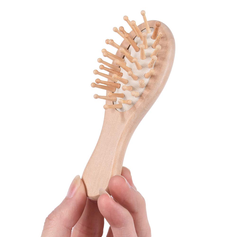 Frcolor Bamboo Hair Brush Anti-static Hair Comb Detangling Wooden Bristle Hair Brush with Handle