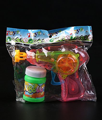 Fun Central (M763) 3 pack 4''x 5'' LED Bubble Shooter Bubble Gun Blower, Kids Bubble Machine Toys with Batteries and Bottle Solution-for Pool/Water/Beach Birthday Party Favors-3 Pack