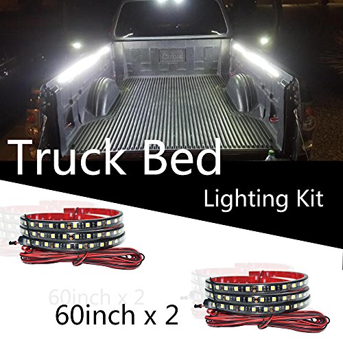 Nilight - TR-05 2PCS 60 Inch 180 LEDs Bed Strip Kit With Waterproof On/Off Switch Blade Fuse 2-Way Splitter Extension Cable For Cargo, Pickup Truck, SUV, RV, Boat , 2 Years Warranty
