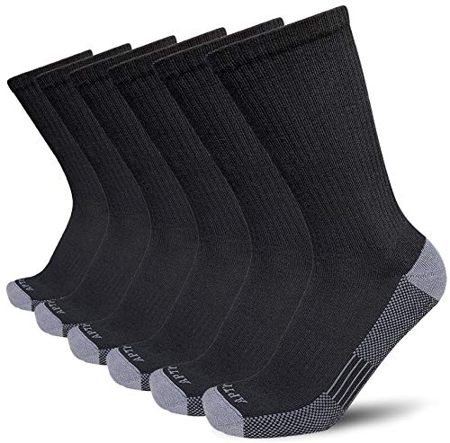 aptyid calcetines para botas de trabajo con amortiguación para el control de la humedad, color negro, talla 10-13, 6 pares