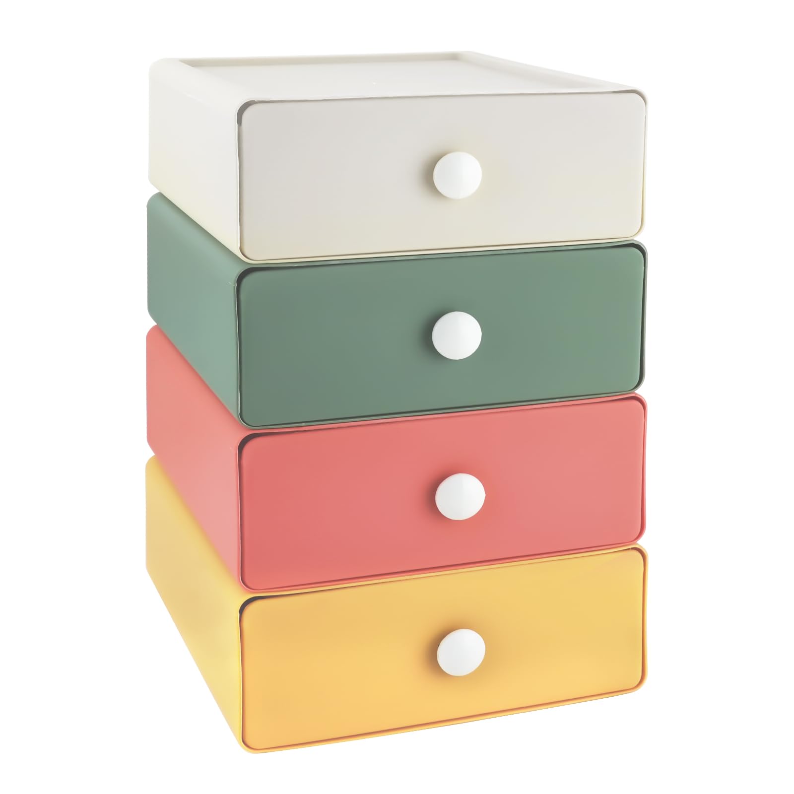 Photo 1 of RETON 4 PCS Desktop Storage Drawers, Stackable Desk Organizer with Drawers, Large Capacity Desktop Storage Box for Office, School, Room, Dorm, Bathroom (4 Colors)