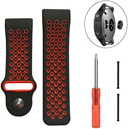 hellosy Garmin Fenix 3/Fenix 5X Watch band, Soft Silicone Replacement Watch Band for Garmin Fenix 3/Fenix 3 HR/Fenix 5X Smart Watch (Black&amp;Red)