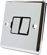 Alliance Electrical Classical Chrome Switched Fused Spur 13A Black Metal Rocker view 1