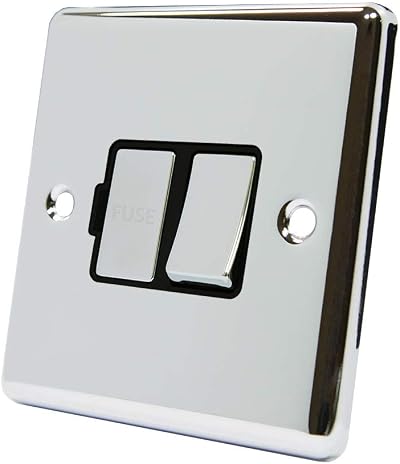 Alliance Electrical Classical Chrome Switched Fused Spur 13A Black Metal Rocker