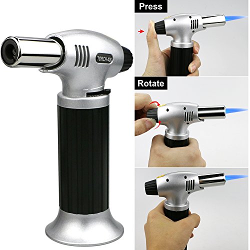 TedGem Culinary Torch, Professional Blow Torch Lighter Chef Cooking Torch Food Torch Butane Torch Refillable Adjustable Flame Lighter for Creme Brulee, DIY, BBQ & Baking Butane Gas Not Included
