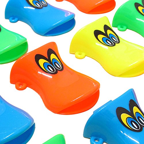 Toy Cubby Duck Bill Whistles Set of 18 - Assorted Duck Shaped Whistles Party Favor Play Set of 18 for Birthdays, Camping, Barbecues, Graduations, Beach and Playground