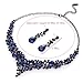 Molie Bridal Austrian Crystal Necklace and Earrings Jewelry Set Gifts fit with Wedding Dress(Navy Blue)