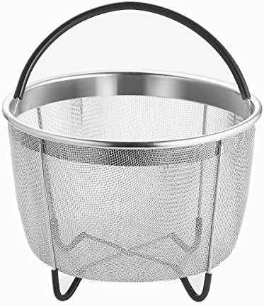 UMIGO Steamer Basket for 6 qt Instant Pot Stainless Steel Pressure Cooker Accessories Strainer and Insert with Silicone Covered Handle and Non-Slip Legs Great for Steaming Vegetables Fruits Eggs