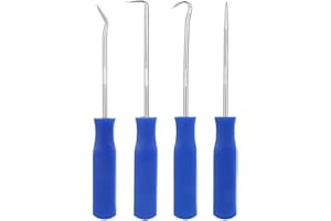 4Pcs Car Pick and Hook Set O Ring Oil Seal Gasket Puller Remover Craft Hand Tools Portable Angled, Straight, and Full Hooks a