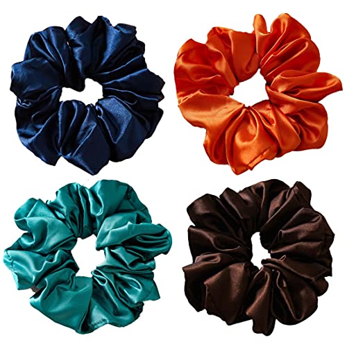 Women Girls Large satin Scrunchies XL Silk Jumbo Scrunchie for Thick long Hair Oversized Giant Scrunchy Green Hair Ties