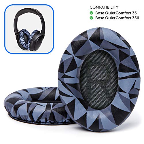 Wicked Cushions Premium Bose QuietComfort 35 Replacement Ear Pads - Compatible with Bose QC35 & QC 35 ii | Geo Grey