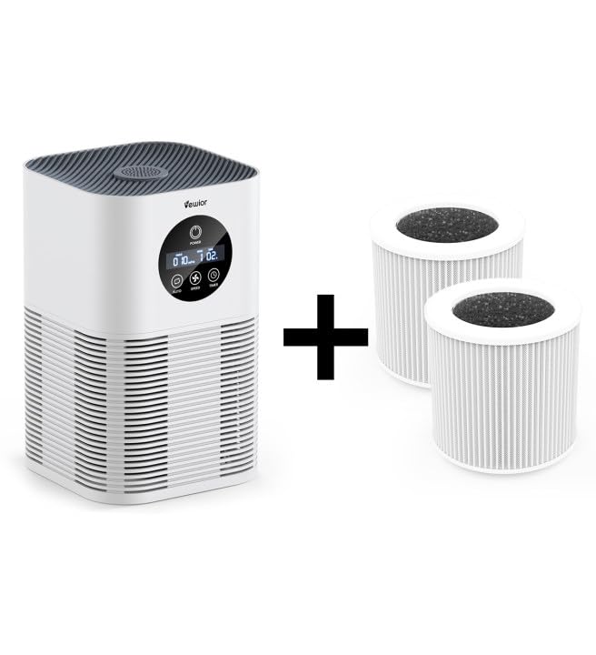 VEWIOR Air Purifiers for Home Large Room up to 600 Ft H13 True Hepa Air Purifiers for Pets Hair, Dander, Smoke, Pollen, 3 Fan Speeds, 6 Timer Air Cleaner