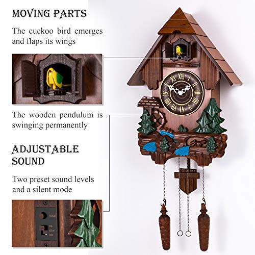 Polaris Clocks Cuckoo Clock in German Style with Night Mode Option (Multi Color, Water Mill-2) - Thumbnail 2
