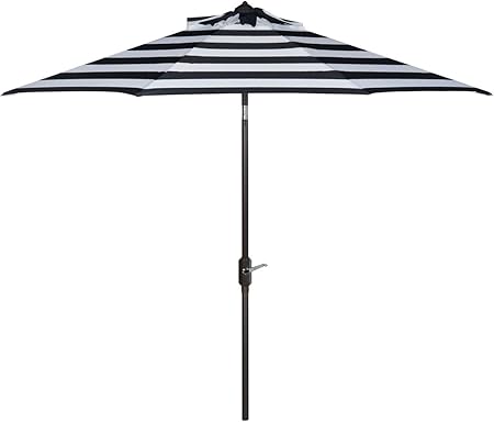 Amazon Com Safavieh Pat8004b Outdoor Collection Iris Fashion Line Auto Tilt Umbrella 9 Navy White Garden Outdoor