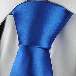 KissTies Royal Blue Satin Tie Solid Necktie Wedding