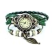 6 Pcs Lot Wholesale Vintage Wrap Around Women's Bead Leaf Bracelet Quartz Watch LOTW047