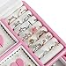 SONGMICS Jewelry Box with Bowknot Mirrored Compact Travel Case Gift for Kids Girls and Women Pink and White UJBC115P