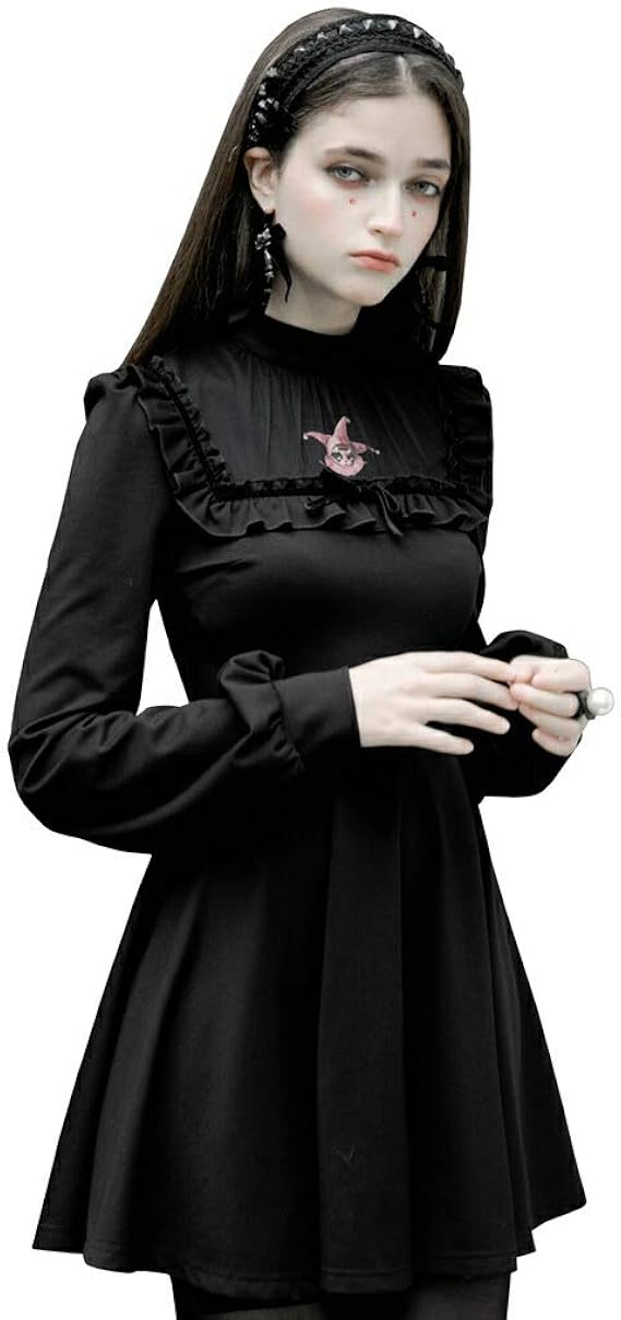Amazon Co Jp ゴスロリワールド Punkrave ゴスロリ トランプジョーカースタンドカラー ワンピース Opq 874 服 ファッション小物