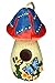 Hand-Painted Mushroom Birdhouse with Flowers and Butterfly, Garden Decor