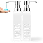 UHEY HOME Ceramic Soap Dispenser Set for Bathroom and Kitchen, 2Pack Refillable Dish Soap and Hand Soap Dispenser
