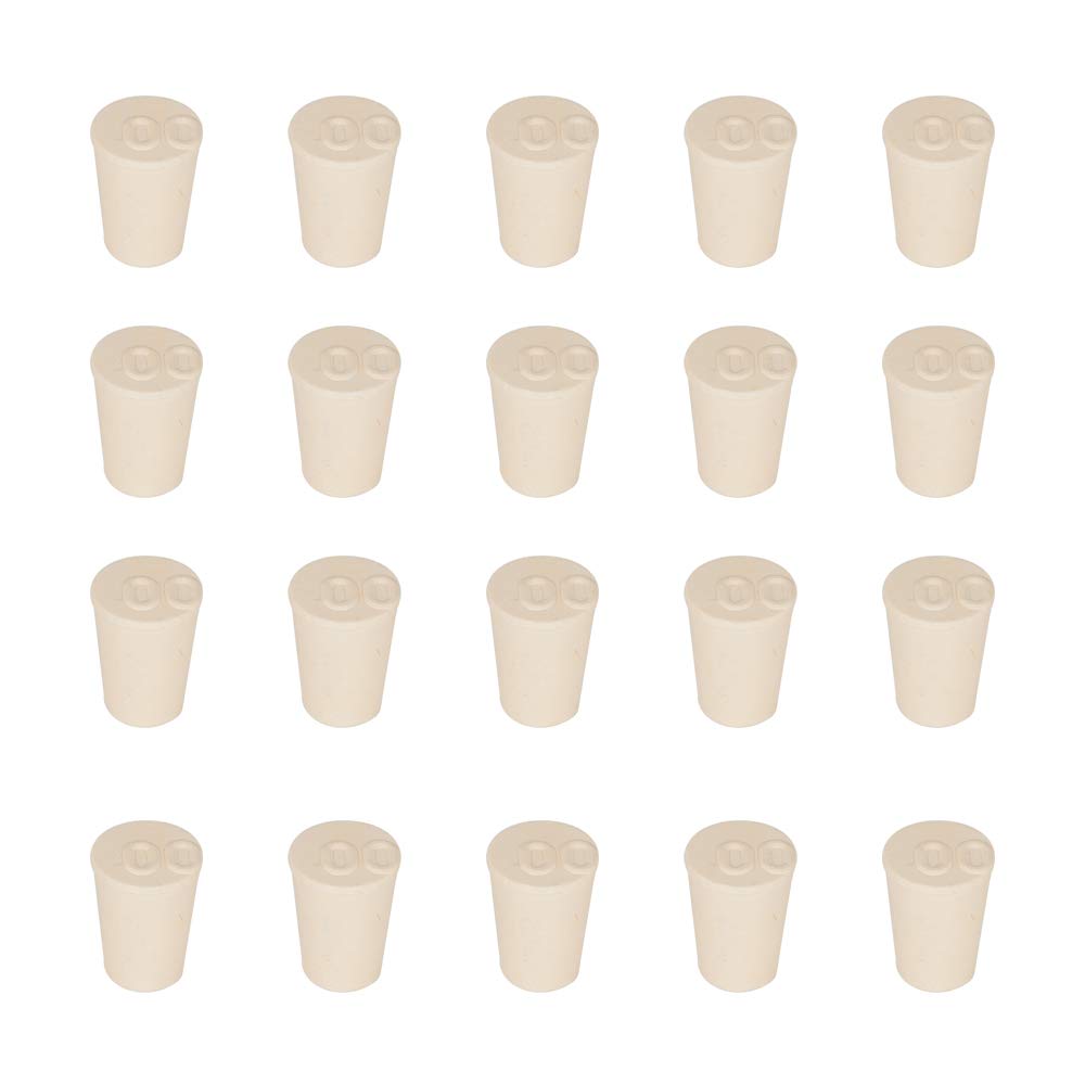 StonyLab Solid Rubber Stoppers, 20-Pack 00# - 11mm x 15mm x 19mm - White Tapered Lab Seal Rubber Stoppers