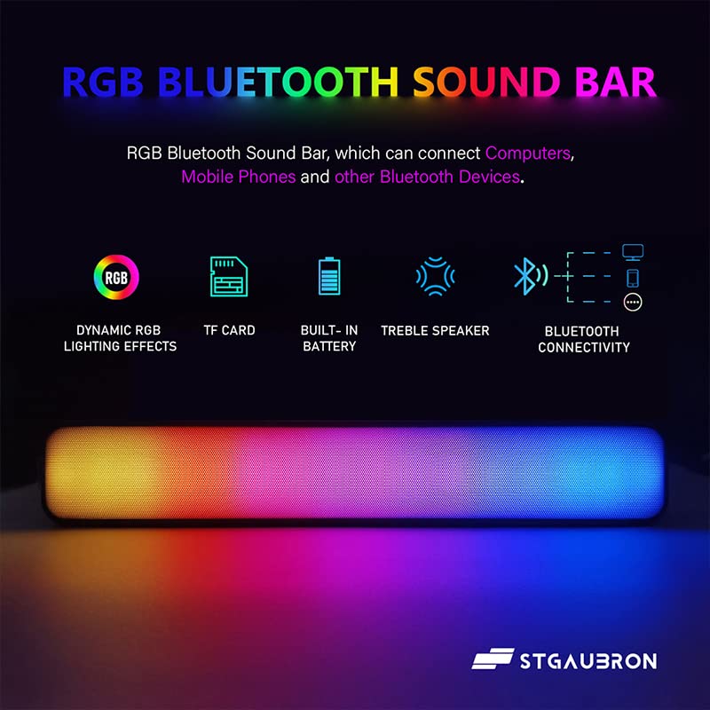 STGAubron Gaming PC Desktop Computer, Intel Core i5 up to 3.7GHz, GeForce RTX 2060 6G, 16G RAM, 512G SSD, WiFi, Bluetooth 5.0, RGB Fan x2, RGB BT Sound Bar, Windows 10 Home