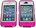 Iphone 4 4S Body Armor Defender - Comparable to Otterbox Defender + 1pc 3ft Data Cable (Pink on White)