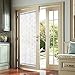 Lazzzy White French Door Curtains Rod Pocket Floral Embroidery Semi Sheer Curtains for Bedroom Living Room 72 inch Length with 1 Tieback