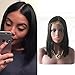 Fanshow Brazilian Virgin Hair Glueless Short Bob Wig Straight Middle Part Machine Made Human Hair Wigs 12inch (#1)