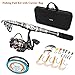 PLUSINNO Spinning Rod and Reel Combos Full KIT Telescopic Fishing Rod Pole with Reel Line Lures Hooks Fishing Carrier Bag Case and Accessories Fishing Gear Organizer