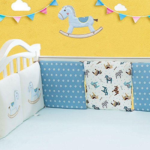 Hengfey Baby Crib Bumper Breathable Cotton Pad Horse 30 cm × 6 PCS - Thumbnail 4