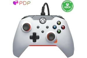 PDP Wired Xbox Game Controller - Microsoft Licensed for Xbox Series X|S/Xbox One/PC, Dual Vibration Gamepad, App Supported - Atomic White/Orange (Amazon Exclusive)