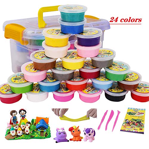 FENFEN 24 Colors Air Dry Modeling Clay Ultra-Light Plasticine Clay Dough Kits Toy with Tools for Kids,Teens,Creative Art DIY Crafts - Thumbnail 6