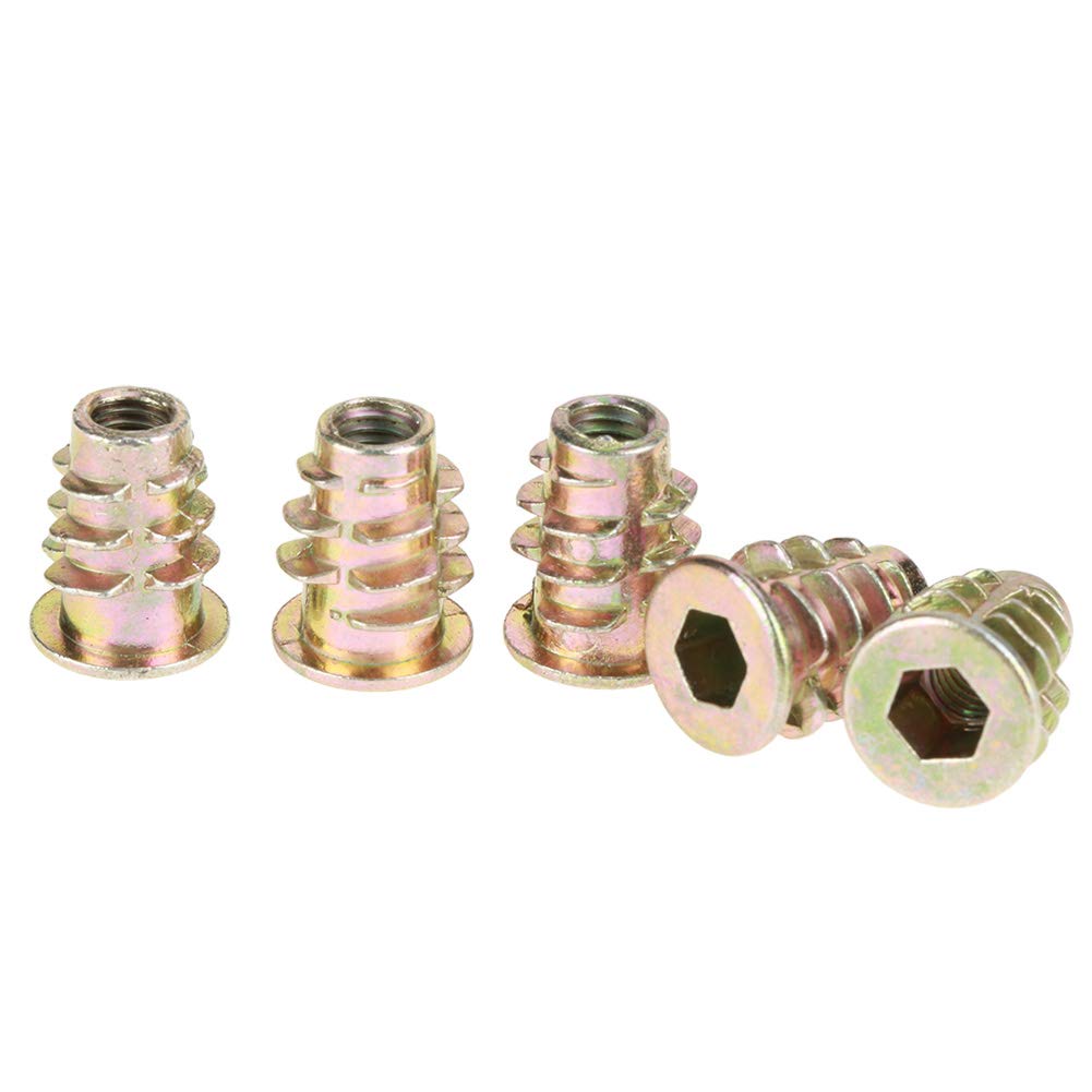 Haosie Threaded Inserts, 50PCS M5 Wood Insert, M5 x 13mm Insert Zinc Alloy Nut for Hex Drive Head Furniture Nuts Threaded