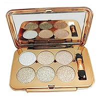 Glitter Eyeshadow Palette,6 Colors Sparkle Eye Shadow Shimmer Ultra Long Lasting Makeup Palette Set Gold-Highly Pigmented (Type-05)