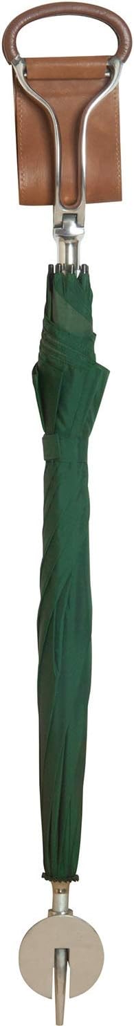 Premium Unisex Umbrella Walking Seat Stick in Brown Leather with Green