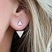 Feramox Ear Jacket Earring Sterling Silver Stud Earrings Diamond Ear Jackets Triangle Earrings for Women(Silver)