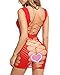 Bluetime Womens Mesh Hole Chemise Lingerie Babydoll Minidress One Size (one Size, Red)