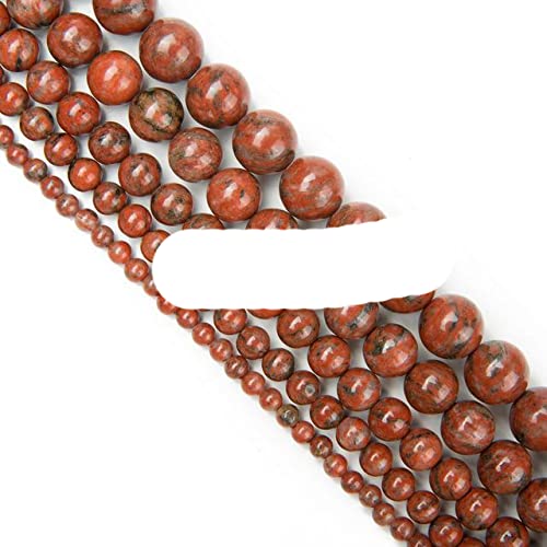 Bulk Wholesale Assorted Natural Round Full Strand Healing Gem Semi Precious Stone Beads for DIY Bracelet Necklace Jewelry Making-Red Sesame Jasper,8mm (Approx 48 pcs)