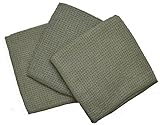 Eurow Microfiber Waffle Weave Dish Cloth (3-Pack, Green Mist)