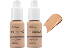 NVYUE 2 Pack PHOERA Foundation 104 Buff Beige Makeup,Full Coverage Foundation for Women and Girls